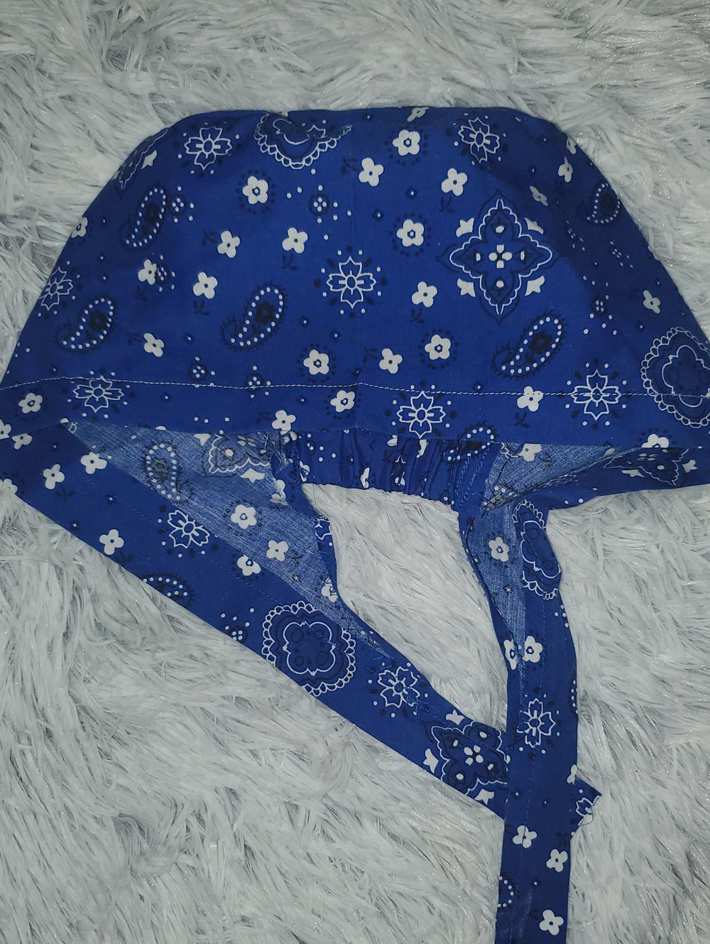 Blue Bandana Print Scrub Cap
